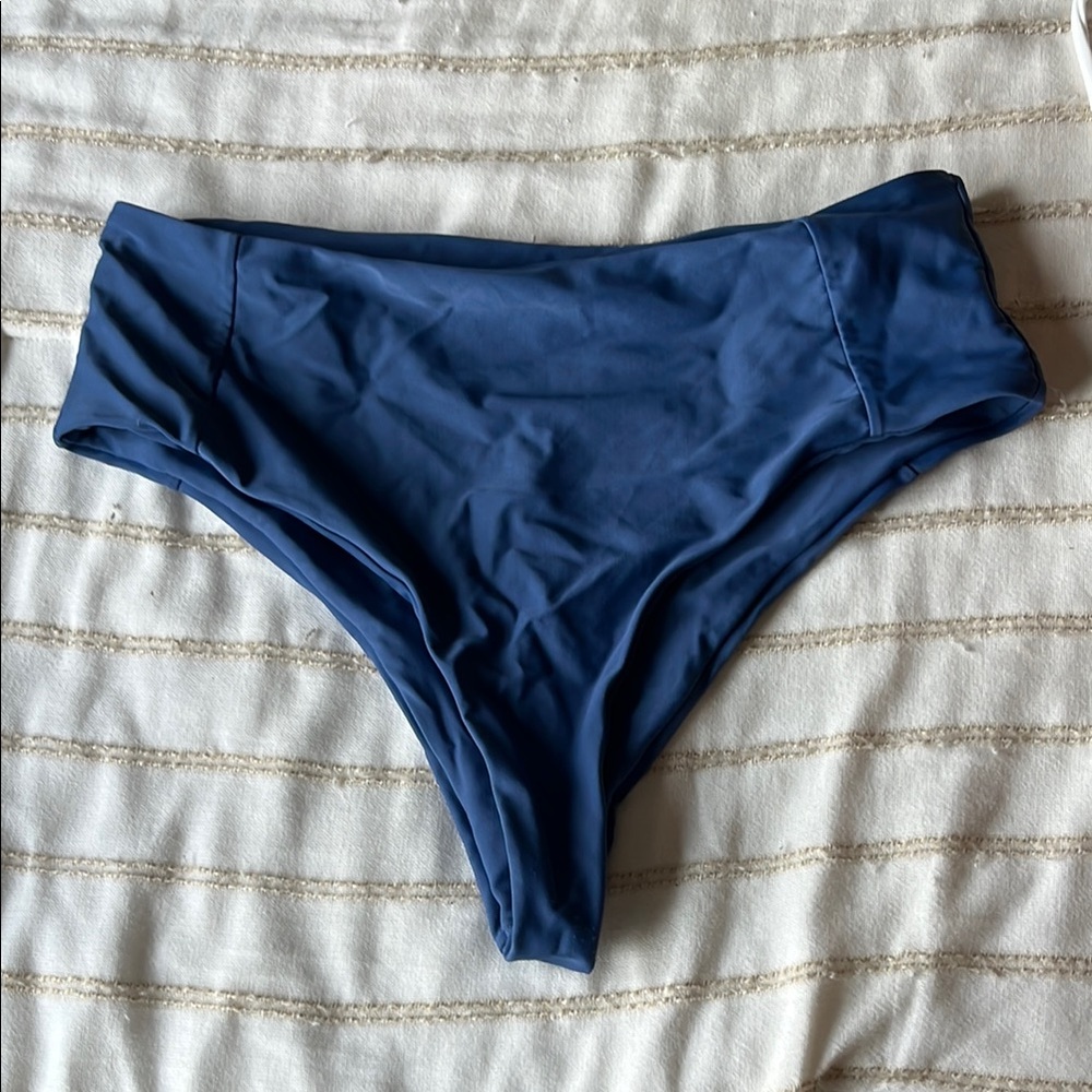 Women's Blue High Waisted Swim